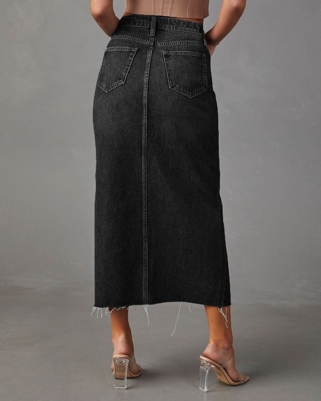 Long High Waist Denim Skirt