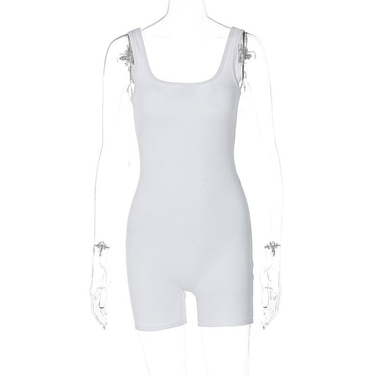 U Neck Slim Fit And Slimming Backless Jumpsuit