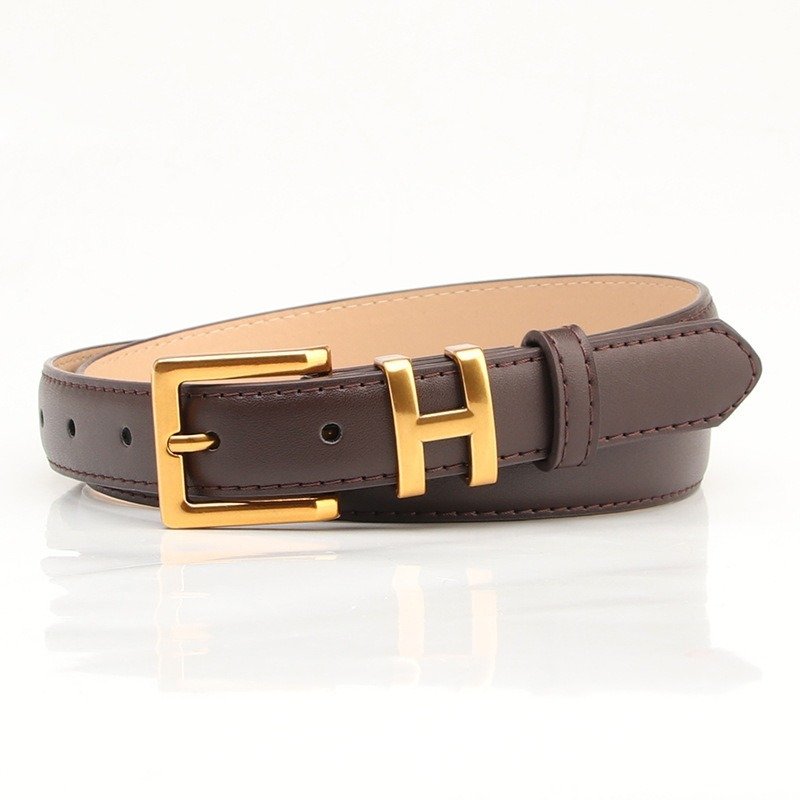 Belt With Decorative H Button