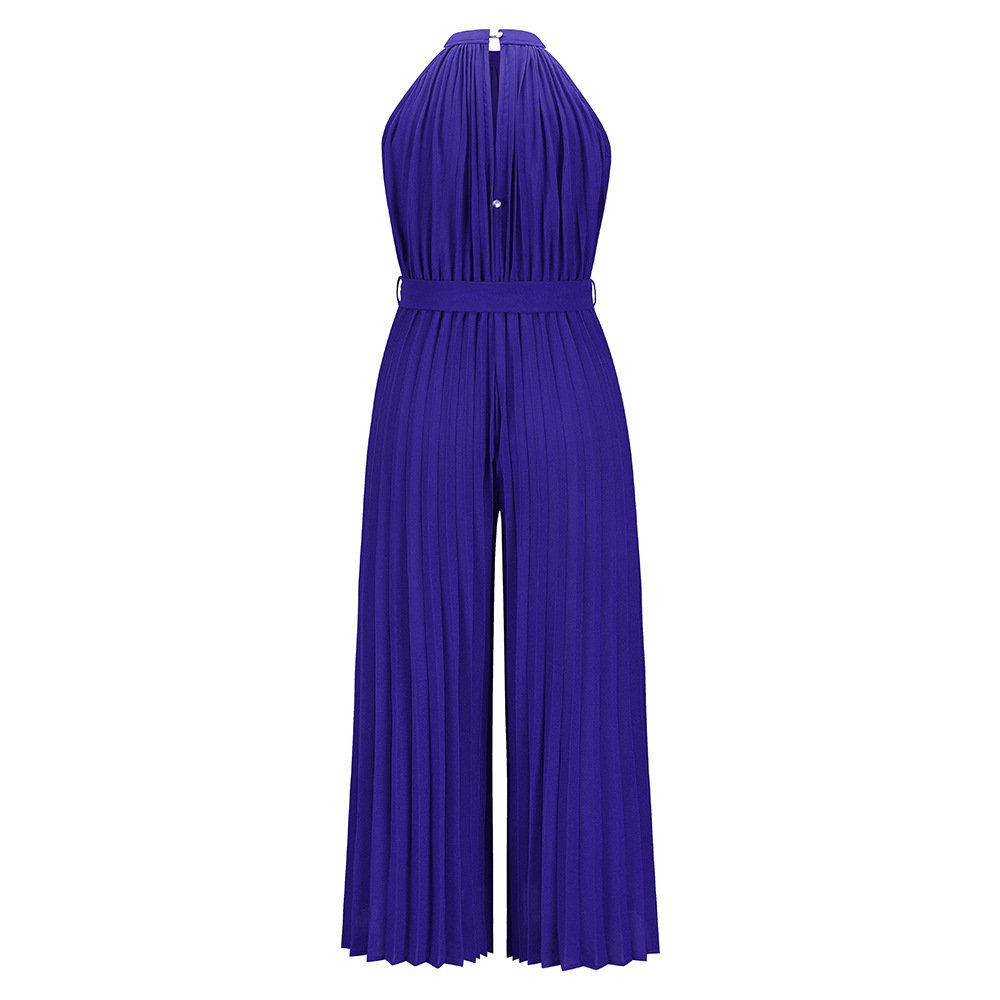 Sleeveless Pleated Jumpsuit With