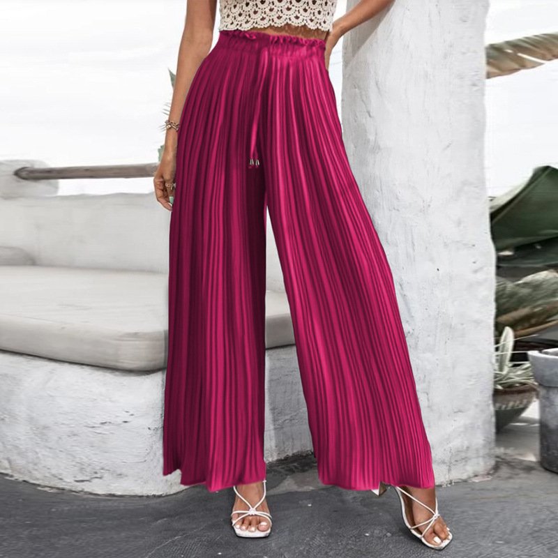 Draped Pleated Wide Leg Pants