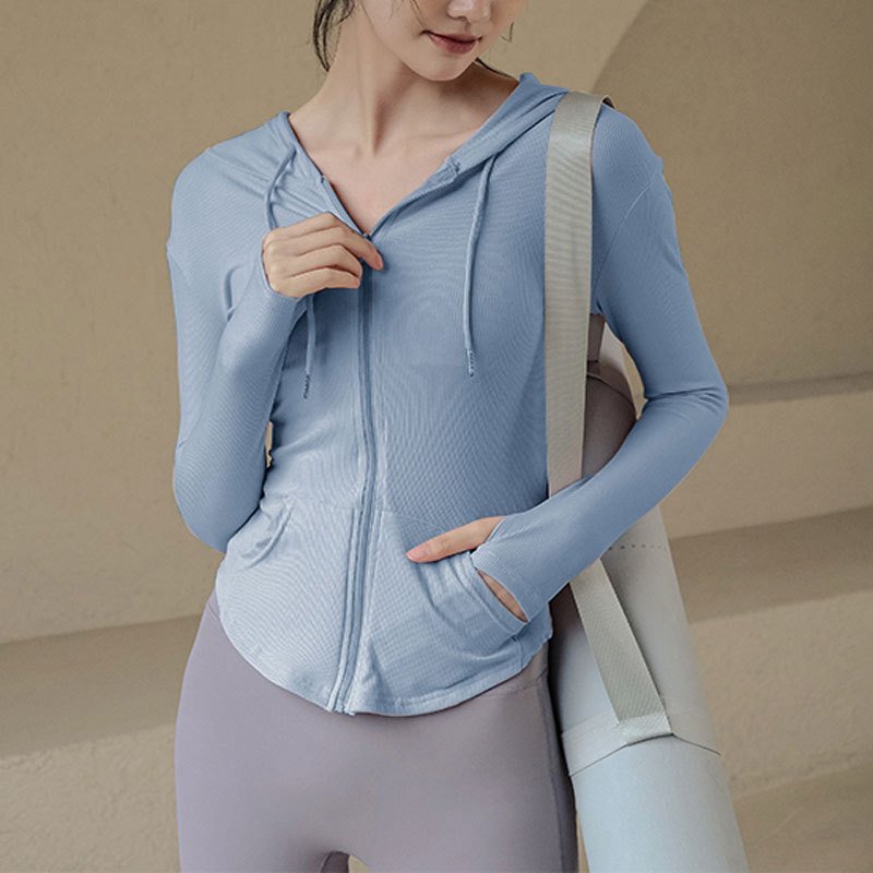 Top Women's Quick-Drying Sunscreen Hooded Gym Jacket