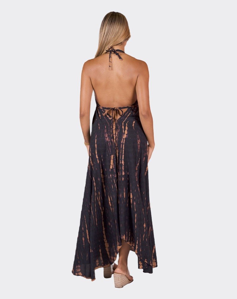 Navy & Brown Pyramid Boho Dress