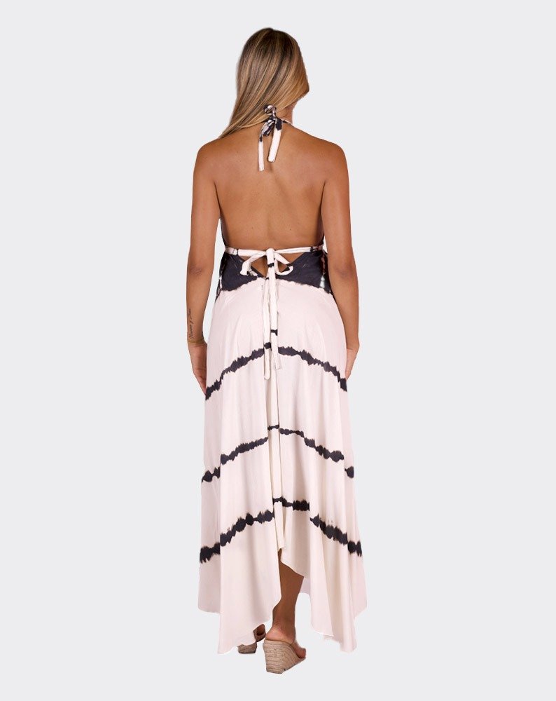 White & Black Pyramid Boho Dress