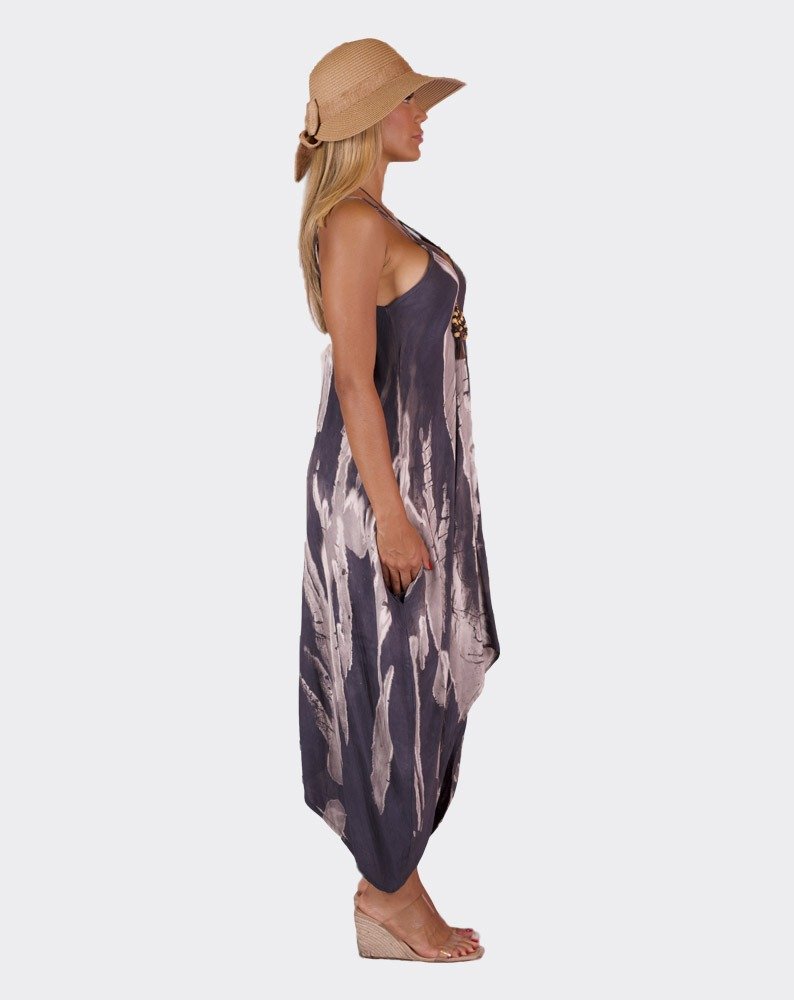 Biege & Black Coral Boho Dress