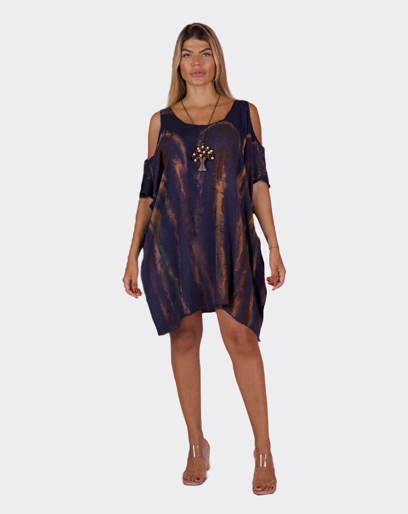 Blue & Brown Palmila Boho Dress