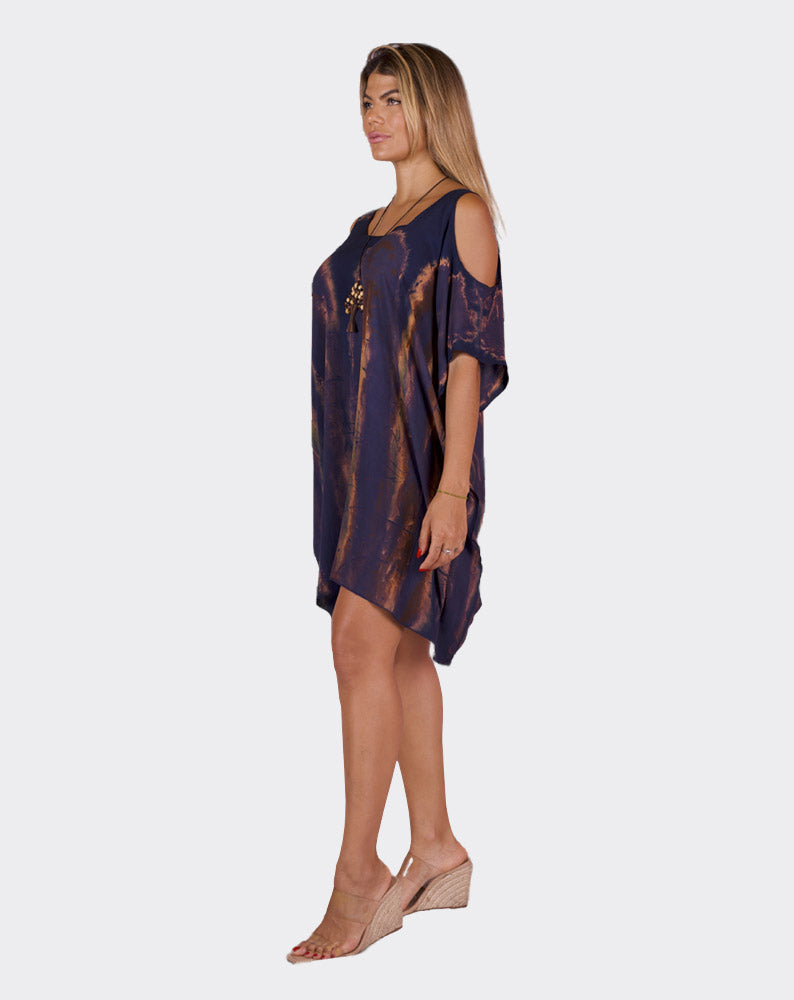 Blue & Brown Palmila Boho Dress