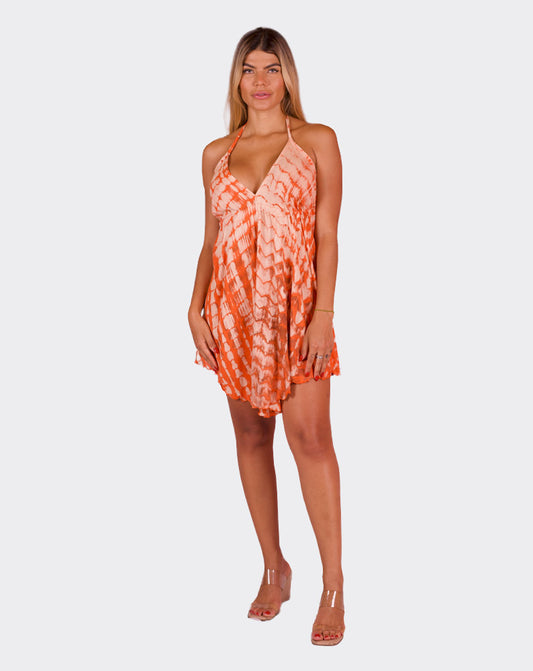 Orange & White Pyra Boho Dress