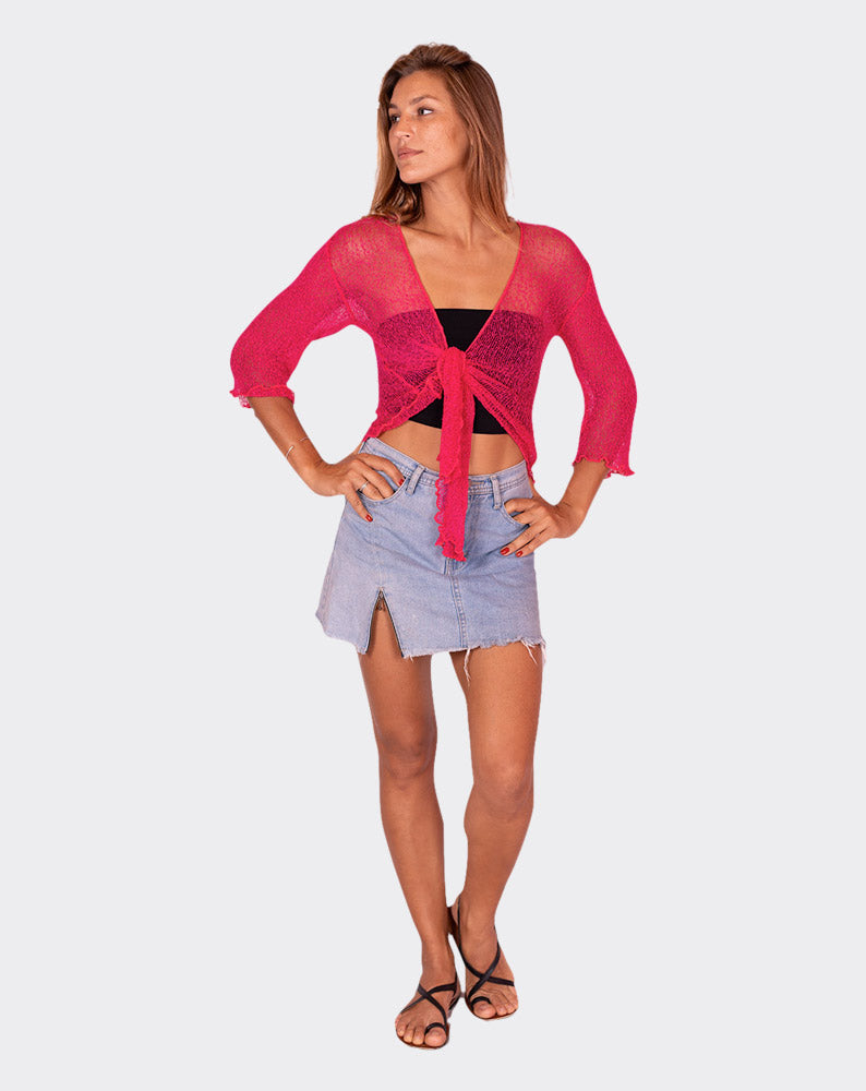 Red Capri Knitting Cardigan