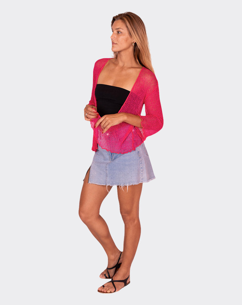 Red Capri Knitting Cardigan