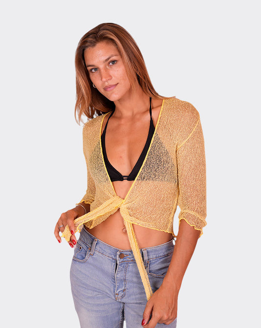 Yellow Capri Knitting Cardigan