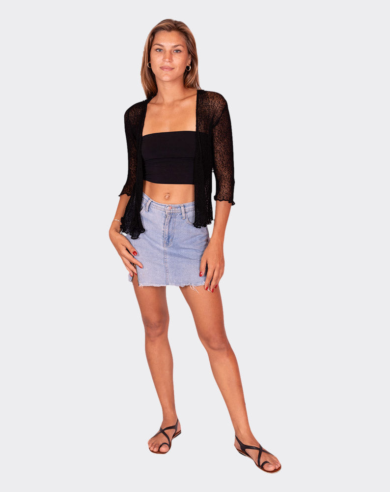Black Capri Knitting Cardigan