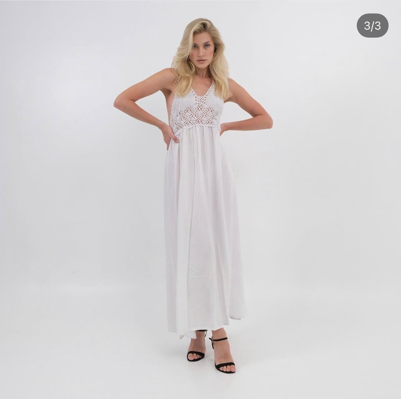 Amina Rayon Voile Crochet On Top Maxi Dress