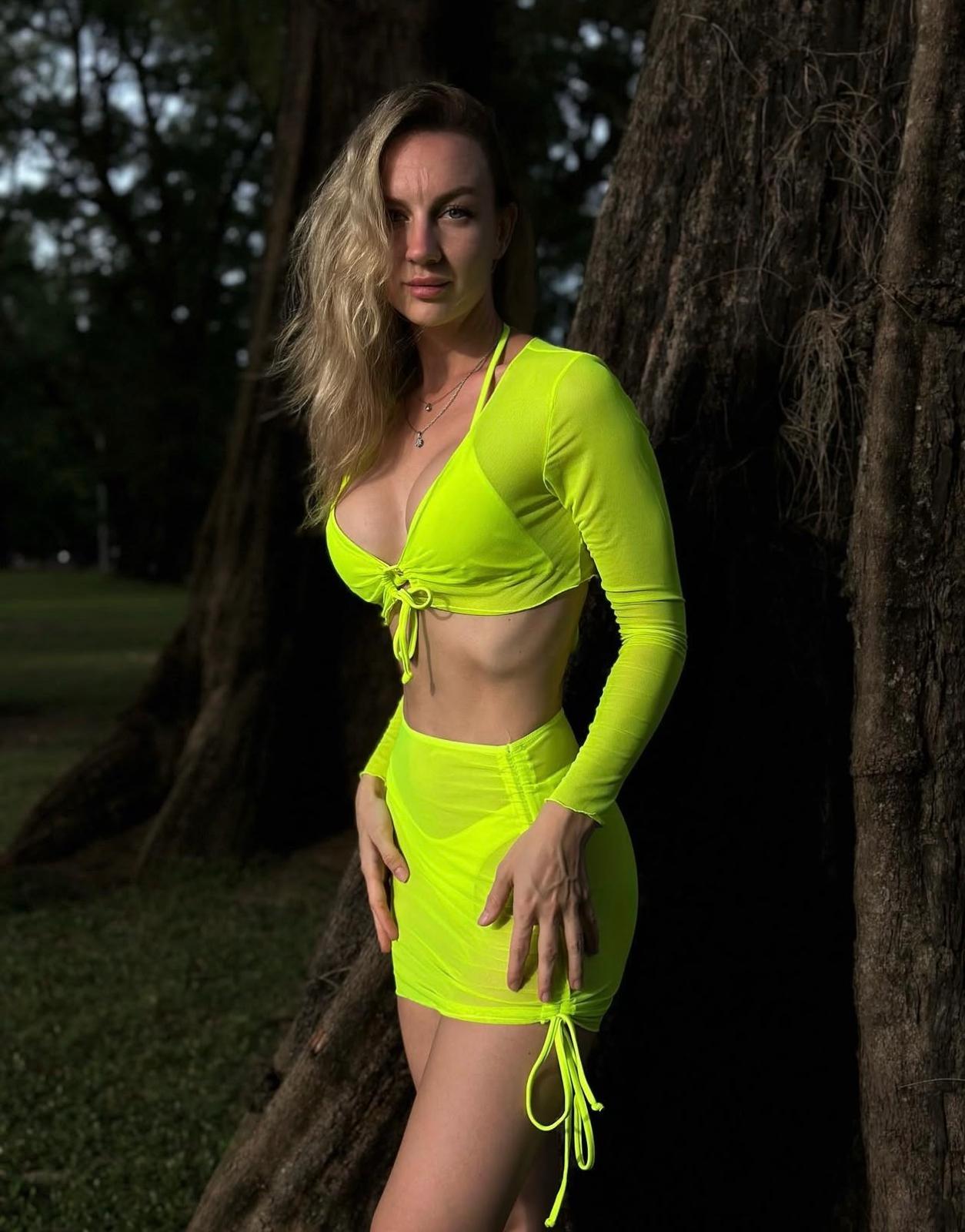 Naty Neon Mesh Skirt Short Set