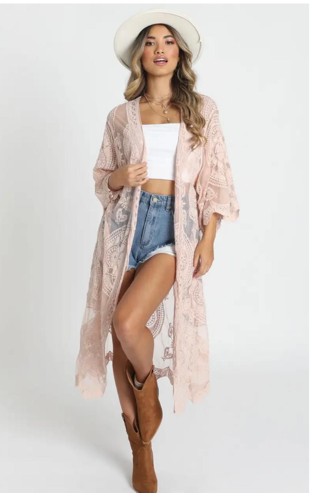 Leila Lace Long Kaftan