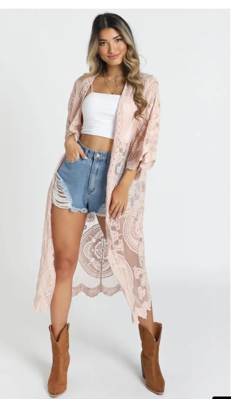 Leila Lace Long Kaftan