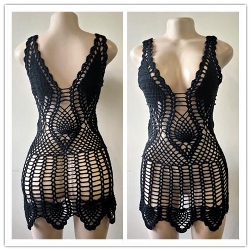 Pauline V- Neck Crochet Short Dress