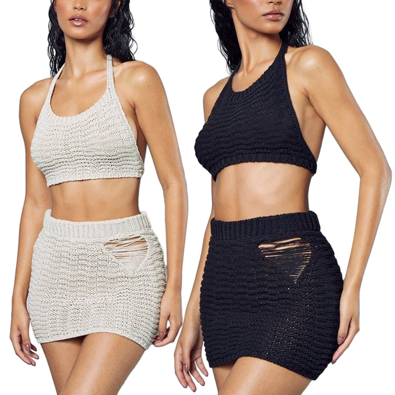 Emma Crochet Short Skirt Set