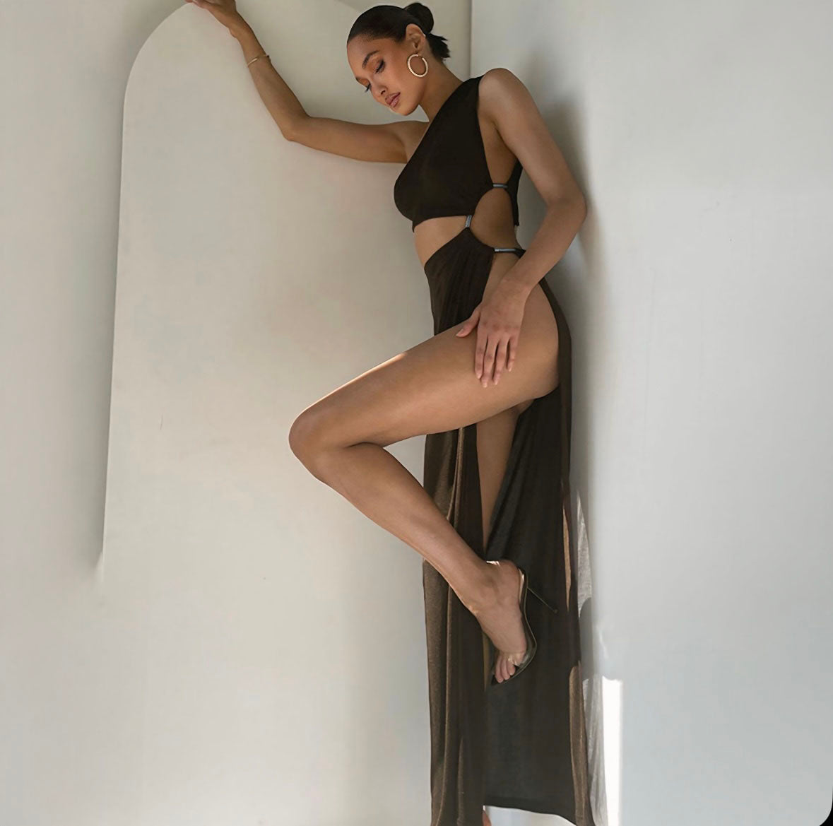 Cocktail Time with Brenda Open Leg Maxi Dress