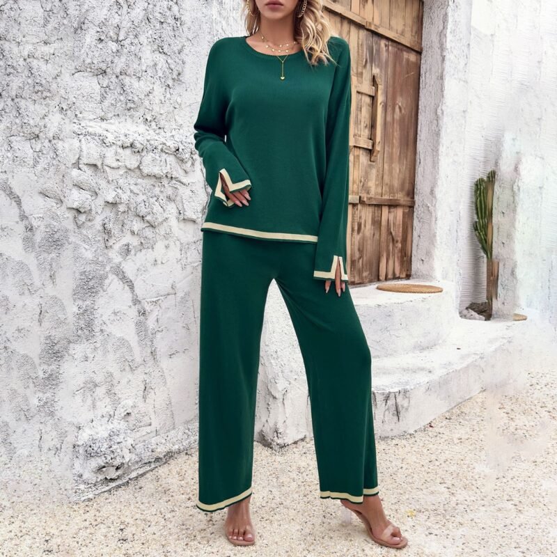 Comfortable Long Sleeve T-shirt And Trousers Set - Image 2