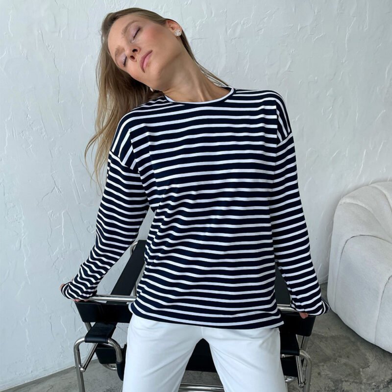 Striped Top With Round Neck - Image 2